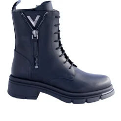 ANFIBI PELLE NERA ZIP DECORATIVA