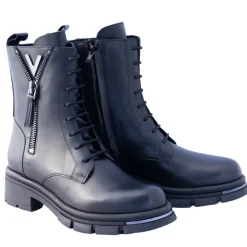 ANFIBI PELLE NERA ZIP DECORATIVA