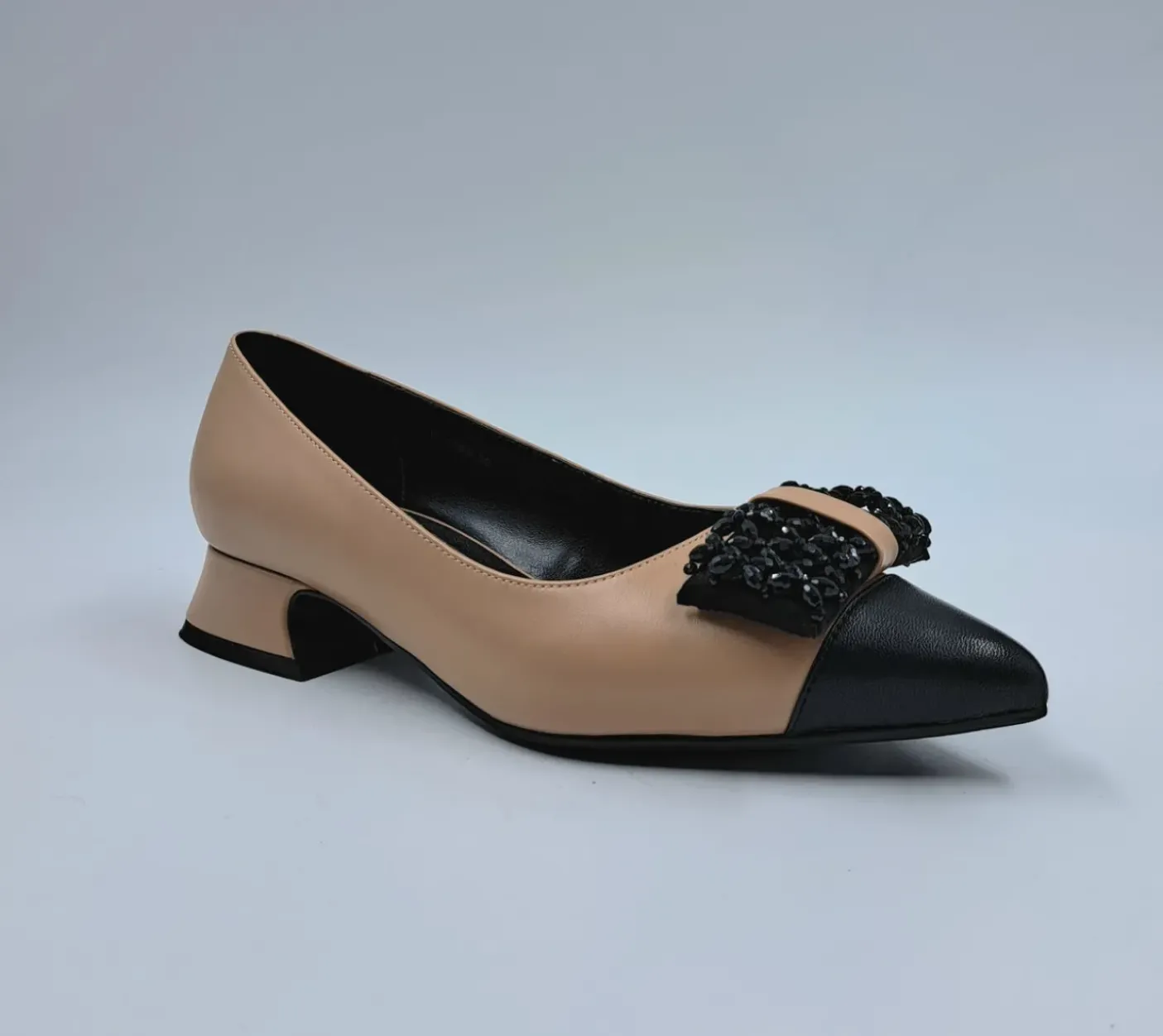 BALLERINE PELLE BICOLOR APPLICAZIONE FIOCCO