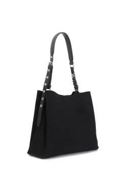 BORSE A SPALLA EFFETTO SUEDE NERO