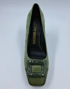 DECOLLETE' IN PELLE E CAMOSCIO VERDE