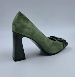 DECOLLETE' IN PELLE E CAMOSCIO VERDE