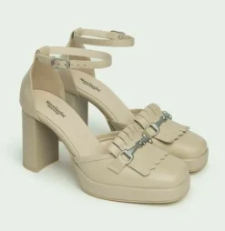 DECOLLETE PELLE LINO CON FRANGE