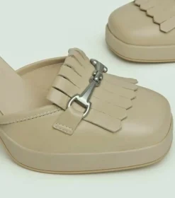 DECOLLETE PELLE LINO CON FRANGE