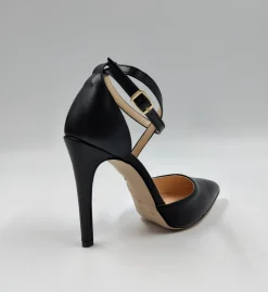 DECOLLETE' PELLE NERA CON INCROCIO