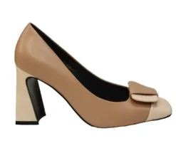 DECOLLETE' PELLE PUNTA CONTRASTO