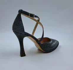 DECOLLETE' TESSUTO LUX BLU CON INCROCIO