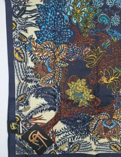 FOULARD SETA FANTASIA BASE BLU