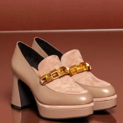 MOCASSINI PELLE CAMOSCIO APPLICAZIONE METALLICA ORO