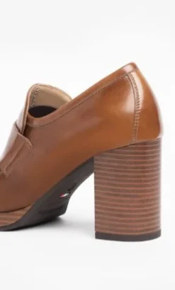 MOCASSINI PELLE TACCO ALTO CUOIO