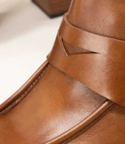 MOCASSINI PELLE TACCO ALTO CUOIO