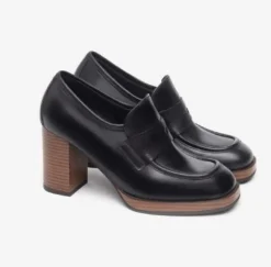 MOCASSINI PELLE TACCO ALTO