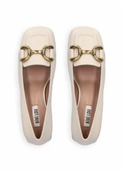 MOCASSINI VALENCIA IN PELLE PANNA CON APPLICAZIONE METALLICA