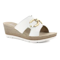 PANTOFOLE BIANCA CON FIBBIA ORO