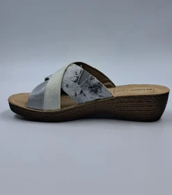 PANTOFOLE INBLU FASCE INCROCIATE FLOREAL GRIGIO CHIARO