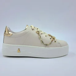 PATRIZIA PEPE SNEAKERS PELLE PANNA CHARMS CATENA GOLD