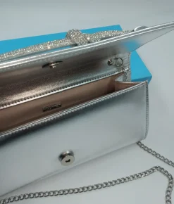 POCHETTE ARGENTO CON DETTAGLI STRASS
