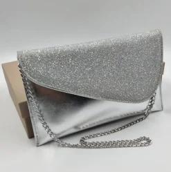 POCHETTE ARGENTO TESSUTO GLITTER