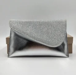 POCHETTE ARGENTO TESSUTO GLITTER
