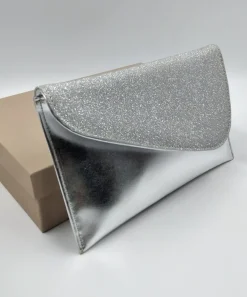 POCHETTE ARGENTO TESSUTO GLITTER