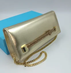 POCHETTE PLATINO CON DETTAGLI STRASS