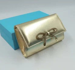 POCHETTE PLATINO CON FIOCCO STRASS