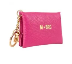 PORTACHIAVI CON PORTA MONETE PELLE FUXIA