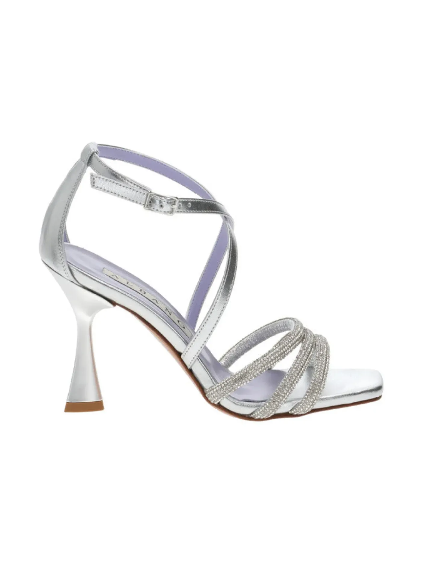 SANDALI ARGENTO DETTAGLI FASCE STRASS INCROCIATE