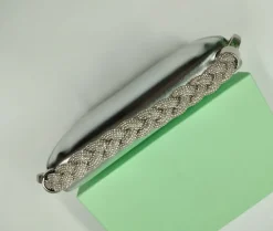 SANDALI ARGENTO TRECCIA STRASS