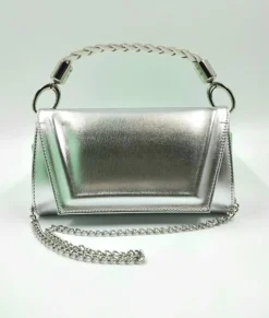 SANDALI ARGENTO TRECCIA STRASS