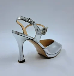 SANDALI CON NODO STRASS SLINGBACK ARGENTO