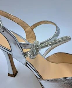 SANDALI CON NODO STRASS SLINGBACK ARGENTO