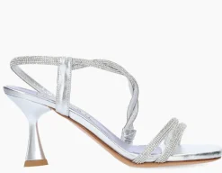 SANDALI DECORAZIONE STRASS ARGENTO