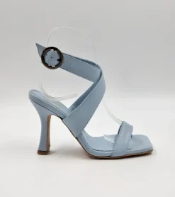SANDALI FASCE PELLE INCROCIATE CELESTE