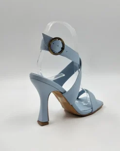 SANDALI FASCE PELLE INCROCIATE CELESTE