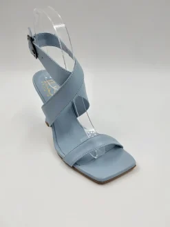 SANDALI FASCE PELLE INCROCIATE CELESTE