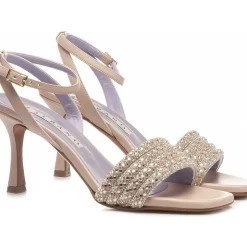 SANDALI FASCIA STRASS CIPRIA E ARGENTO