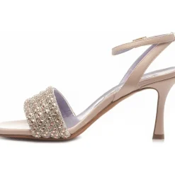 SANDALI FASCIA STRASS CIPRIA E ARGENTO