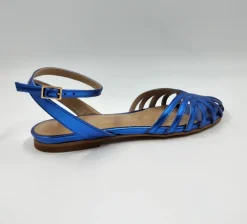 SANDALI FLAT LAMINATO BLU