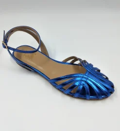 SANDALI FLAT LAMINATO BLU