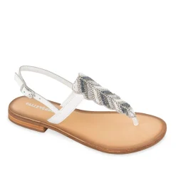 SANDALI INFRADITO CON FOGLIA GLITTER BIANCO