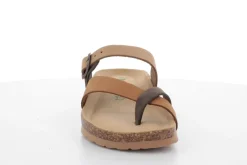 SANDALI INFRADITO PELLE BICOLOR TORTORA