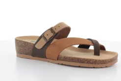 SANDALI INFRADITO PELLE BICOLOR TORTORA