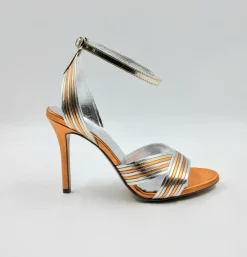 SANDALI LAMINATI ARANCIO ORO