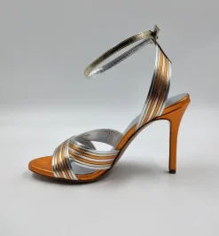 SANDALI LAMINATI ARANCIO ORO