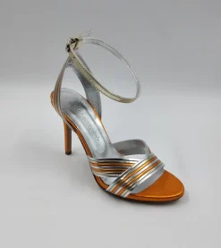 SANDALI LAMINATI ARANCIO ORO