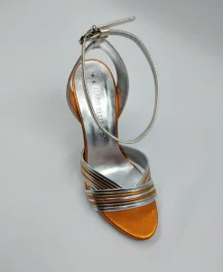 SANDALI LAMINATI ARANCIO ORO