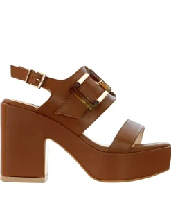 SANDALI MAXI FIBBIA CUOIO