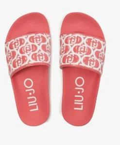 SANDALI MYKONOS CON FASCIA LOGO ALL OVER ROSA