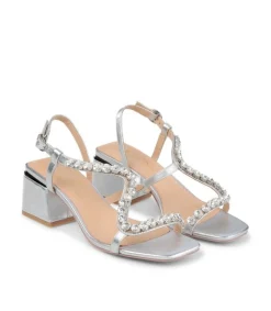 SANDALI NARI CON STRASS SILVER